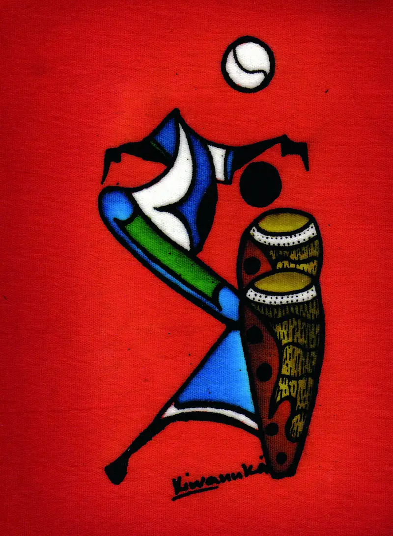 Trommler, Kiwanuka, Batik, entstanden in Tansania, 2009, Foto: S.  Lychatz