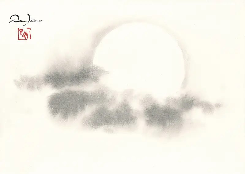 Der Mond hinter den Wolken, Grafik: Thorsten Schirmer